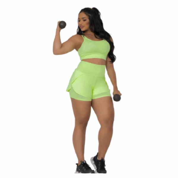Conjunto Fitness Premium: Shorts Duplo + Top em Poliamida | Conforto, Estilo e Alta Performance - Imagem 2