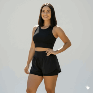 Conjunto Fitness Premium: Shorts Duplo e Top