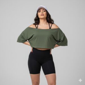 Cropped Decote Canoa em Poliamida Premium