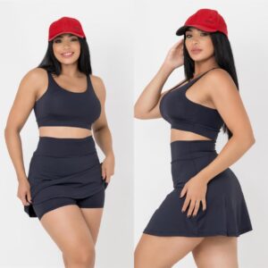 Conjunto Shorts-Saia e Top em Poliamida Premium